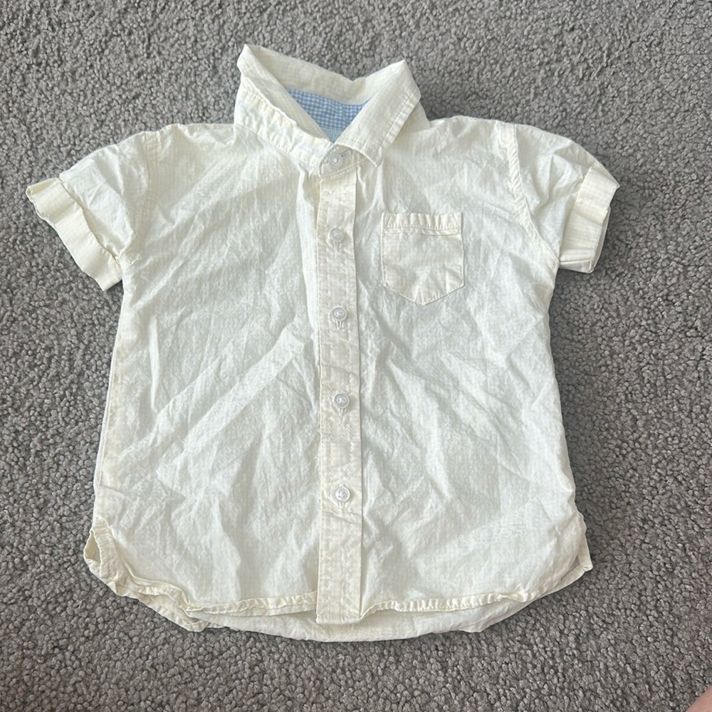 Edgehill Collection Cream Button Down Shirt Short Sleeve